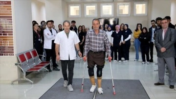 Trakya Üniversitesinde ampute depremzedeye protez bacaklar yapıldı