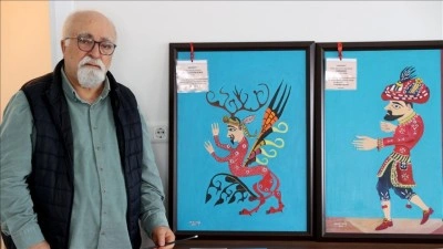 T&uuml;rk g&ouml;lge oyunu karakterlerini tuvale yansıtıyor