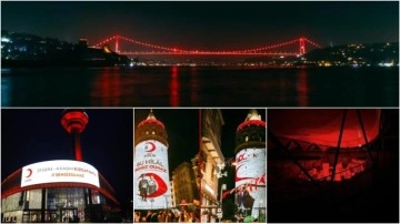 Türkiye'nin sembol yapıları Kızılay Haftası'nda kırmızı renge büründü