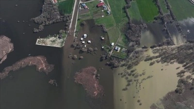 Uluabat G&ouml;l&uuml;'nde yağışların ardından su seviyesi y&uuml;kseldi