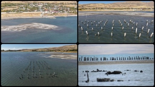 Van Gölü'nün çekilmesiyle asırlık iskelenin ayakları ortaya çıktı