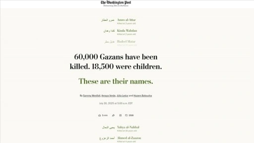 Washington Post, Gazze'de öldürülen 18 bin 500 Filistinli çocuğun isimlerini yayımladı: