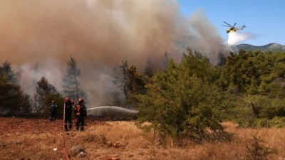 Yunanistan'da Viotia ve Attika'daki orman yangınlarına m&uuml;dahale 5'inci g&uuml;n&uuml;nde s&uuml;r&uuml;yo