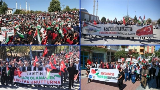 Yurtta Filistin'e destek yürüyüşleri sürüyor
